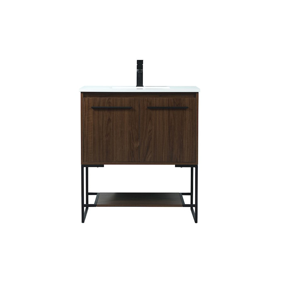 Elegant Kitchen/Bath Sloane 30" Single Bathroom Vanity, Walnut - VF42530MWT
