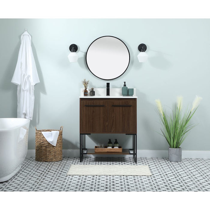 Elegant Kitchen/Bath Sloane 30" Single Bathroom Vanity, Walnut