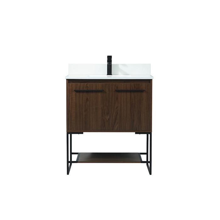 Elegant Sloane 30" Single Bathroom Vanity, Walnut/Backsplash - VF42530MWT-BS