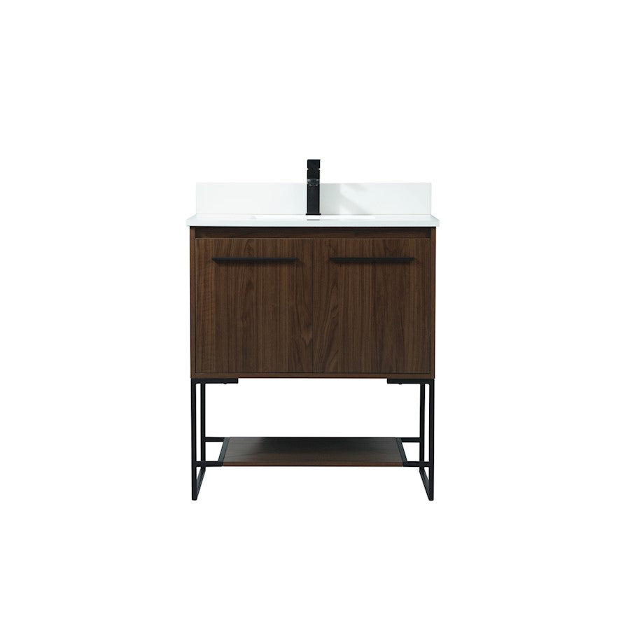 Elegant Sloane 30" Single Bathroom Vanity, Walnut/Backsplash - VF42530MWT-BS
