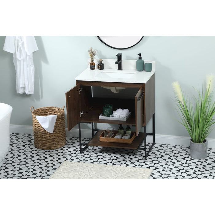 Elegant Sloane 30" Single Bathroom Vanity, Walnut/Backsplash