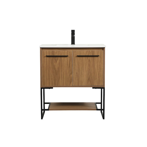 Elegant Kitchen/Bath Sloane 30" Single Bathroom Vanity, Walnut Brown - VF42530WB