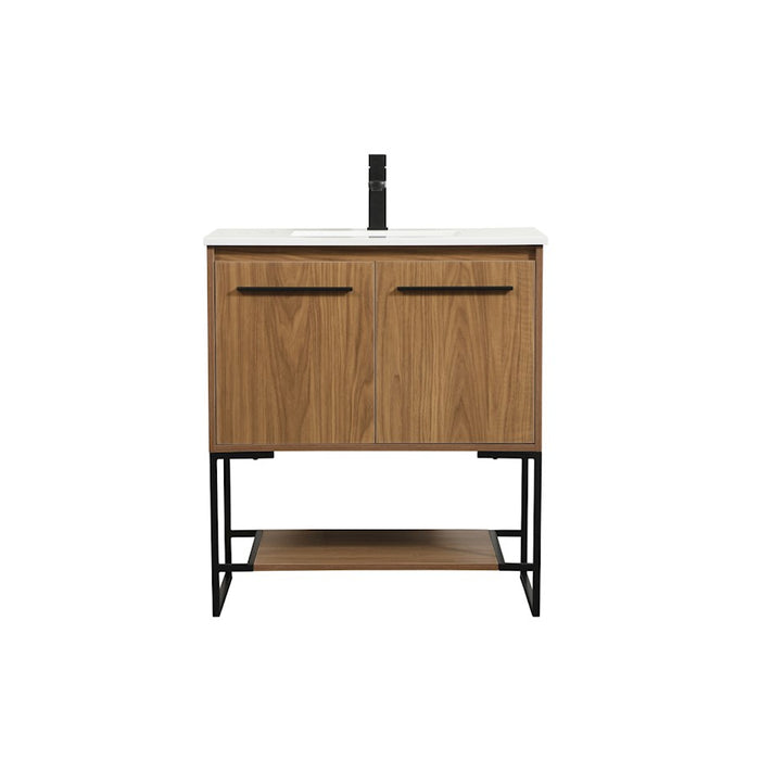 Elegant Kitchen/Bath Sloane 30" Single Bathroom Vanity, Walnut Brown - VF42530WB