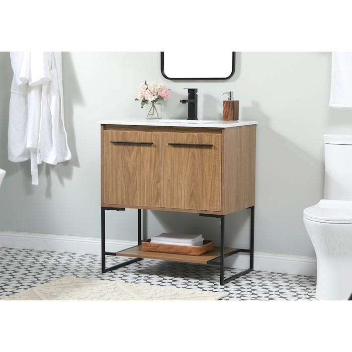 Elegant Kitchen/Bath Sloane 30" Single Bathroom Vanity, Walnut Brown