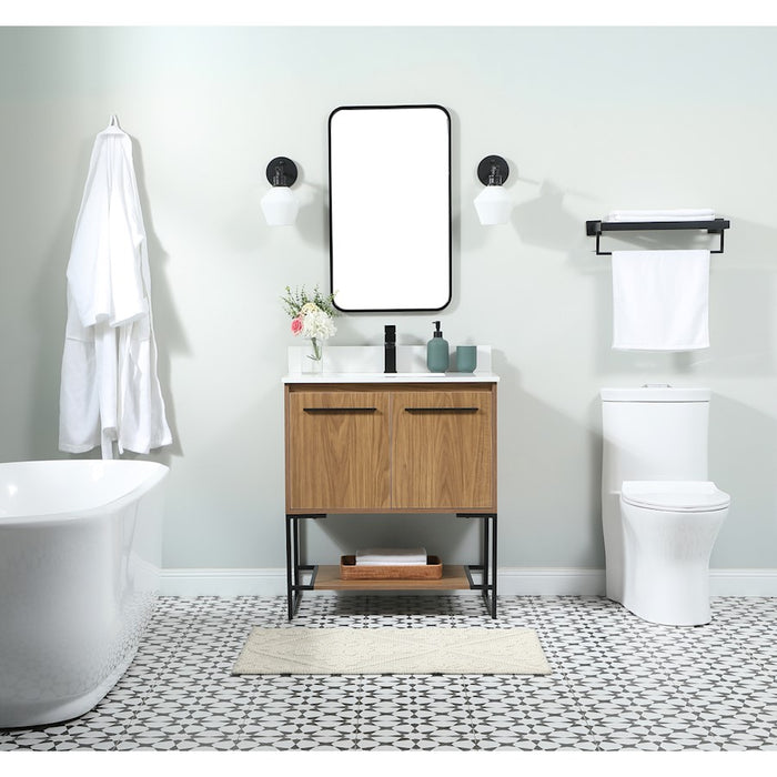 Elegant Kitchen/Bath Sloane 30" Single Bathroom Vanity, Walnut Brown