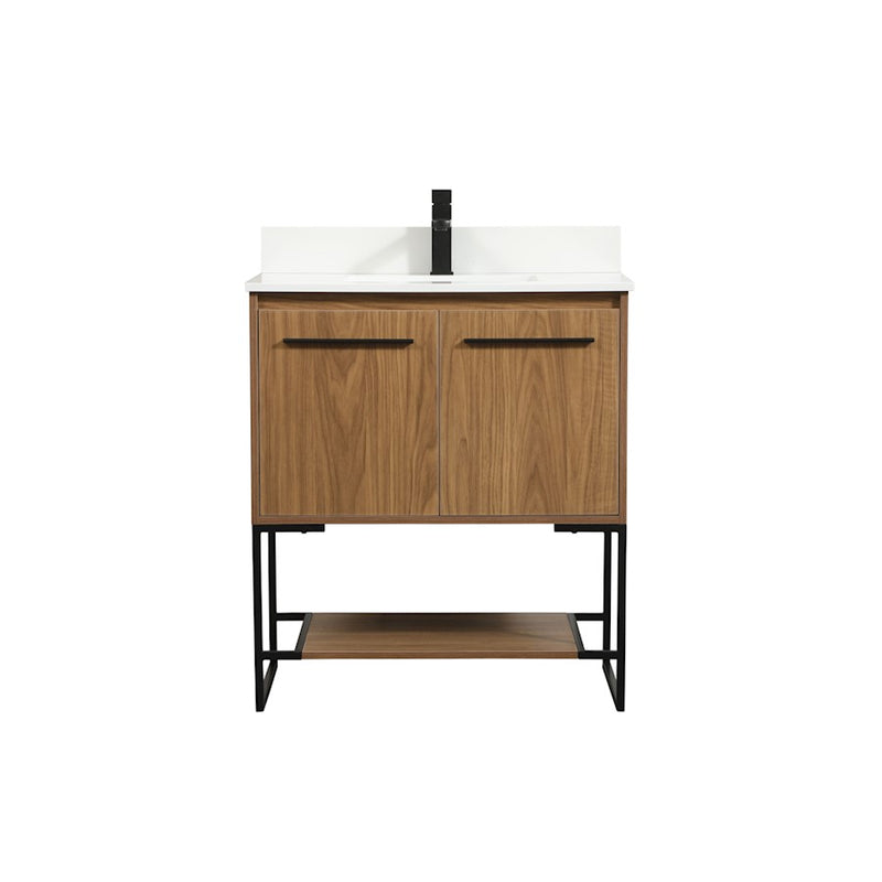 Elegant Sloane 30" Single Vanity, Walnut Brown/Backsplash - VF42530WB-BS