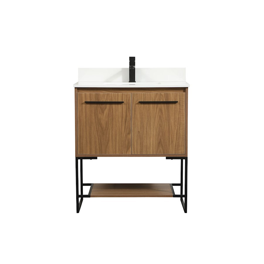 Elegant Sloane 30" Single Vanity, Walnut Brown/Backsplash - VF42530WB-BS