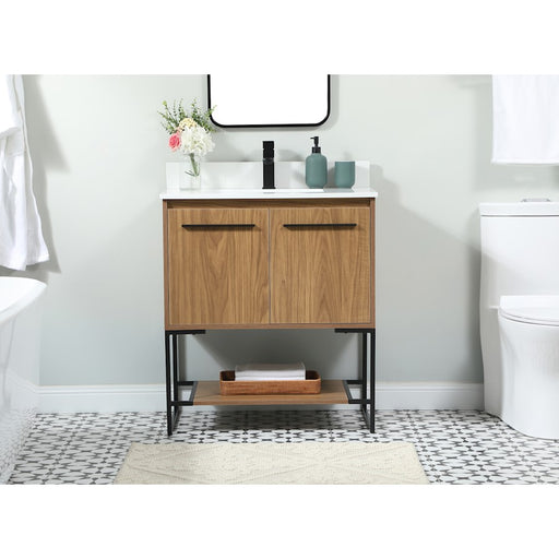 Elegant Sloane 30" Single Vanity, Walnut Brown/Backsplash