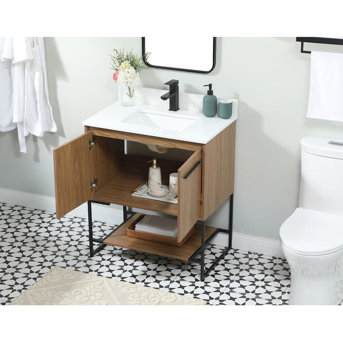 Elegant Sloane 30" Single Vanity, Walnut Brown/Backsplash