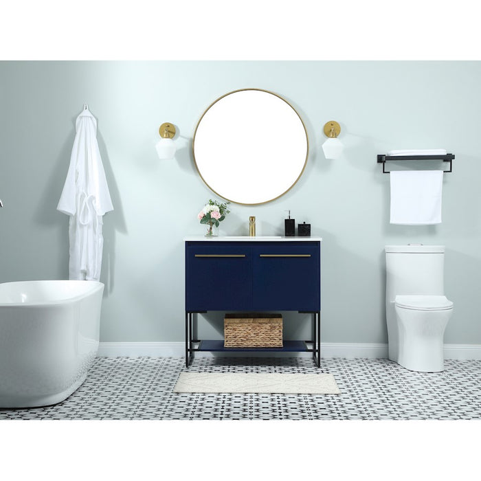 Elegant Sloane 30" Single Vanity, Walnut Brown/Backsplash