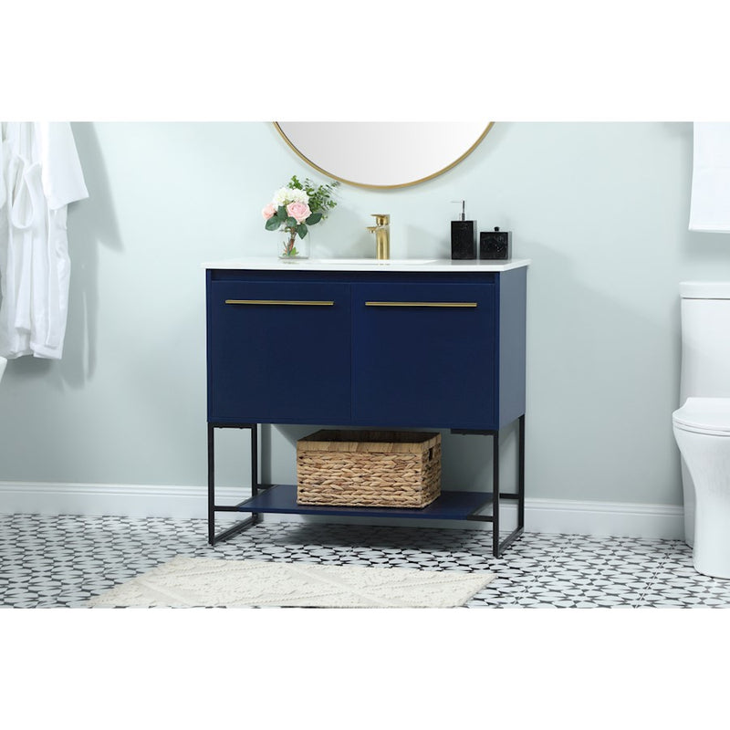 Elegant Kitchen/Bath Sloane 36" Single Bathroom Vanity, Blue