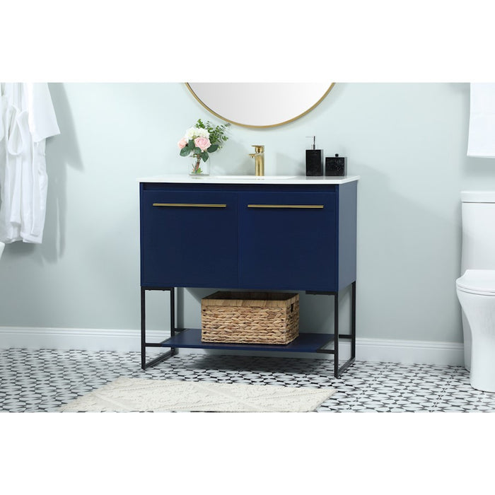 Elegant Kitchen/Bath Sloane 36" Single Bathroom Vanity, Blue