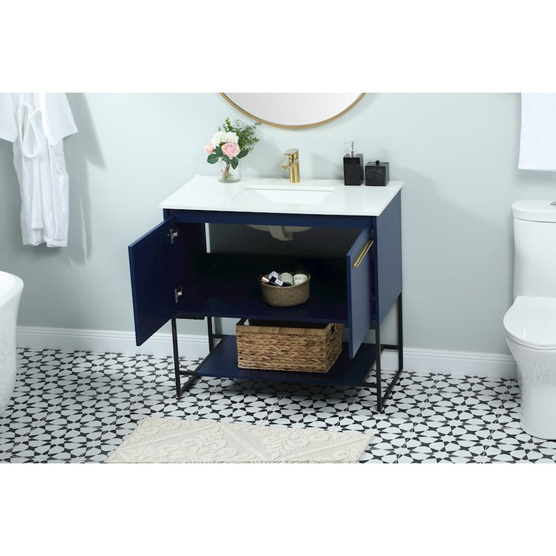 Elegant Kitchen/Bath Sloane 36" Single Bathroom Vanity, Blue