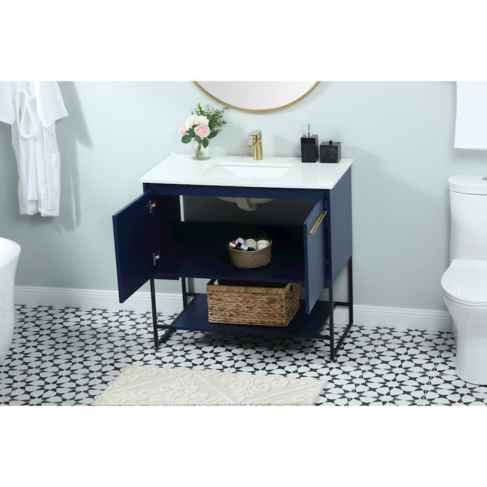Elegant Kitchen/Bath Sloane 36" Single Bathroom Vanity, Blue