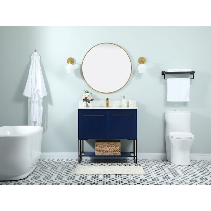 Elegant Kitchen/Bath Sloane 36" Single Bathroom Vanity, Blue