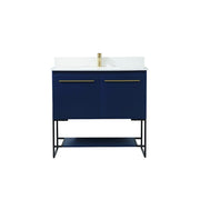 Elegant Sloane 36" Single Bathroom Vanity, Blue/Backsplash - VF42536MBL-BS
