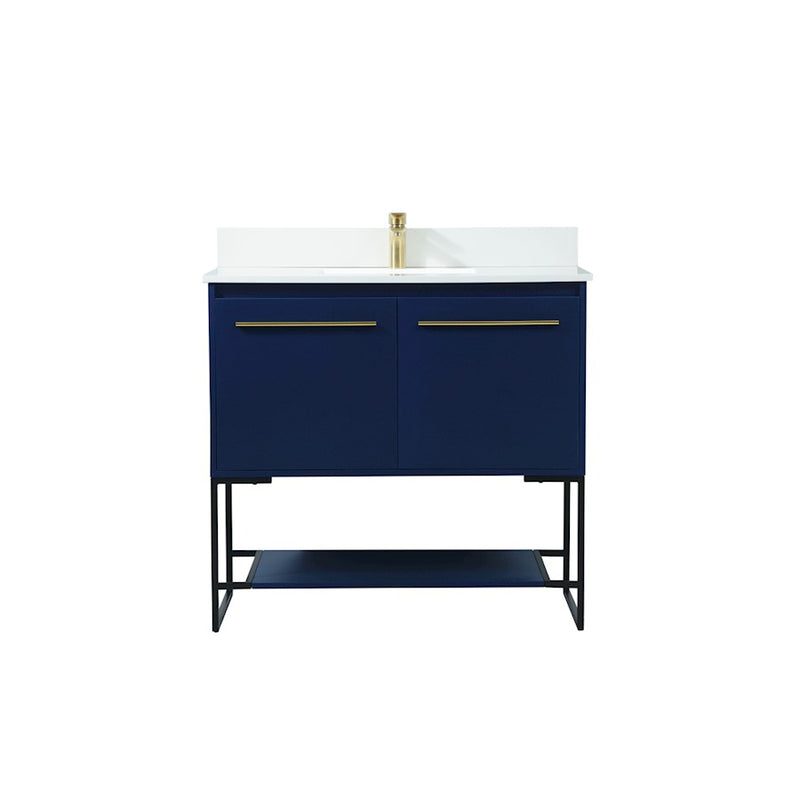 Elegant Sloane 36" Single Bathroom Vanity, Blue/Backsplash - VF42536MBL-BS