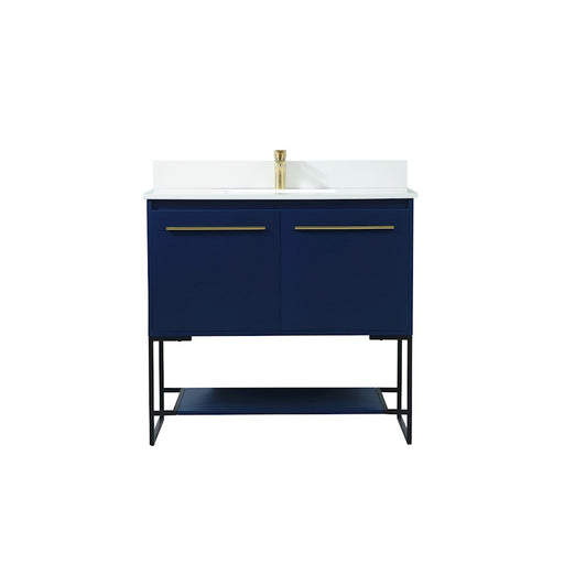 Elegant Sloane 36" Single Bathroom Vanity, Blue/Backsplash - VF42536MBL-BS