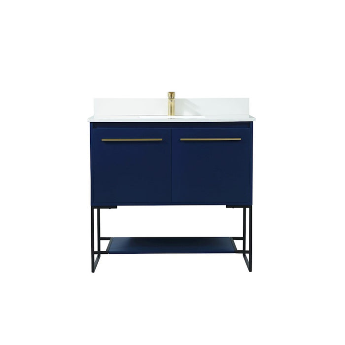 Elegant Sloane 36" Single Bathroom Vanity, Blue/Backsplash - VF42536MBL-BS