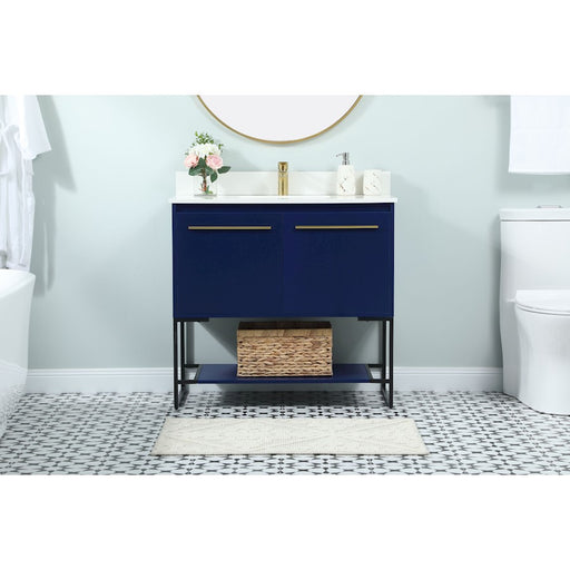 Elegant Sloane 36" Single Bathroom Vanity, Blue/Backsplash