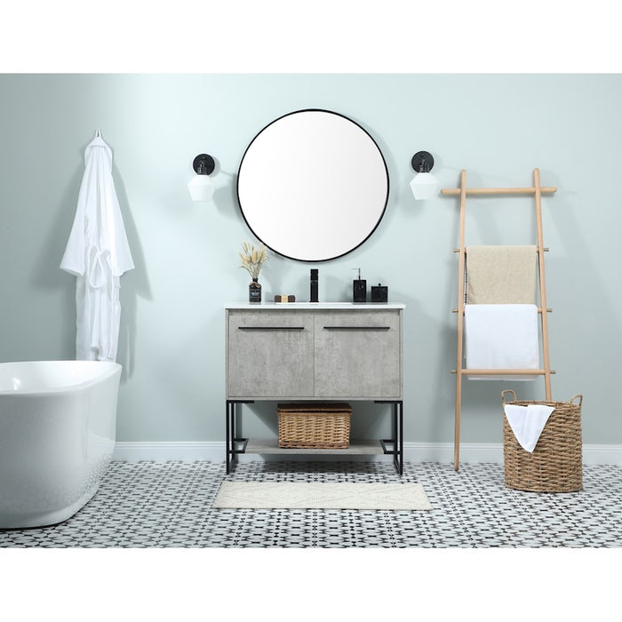 Elegant Sloane 36" Single Bathroom Vanity, Blue/Backsplash