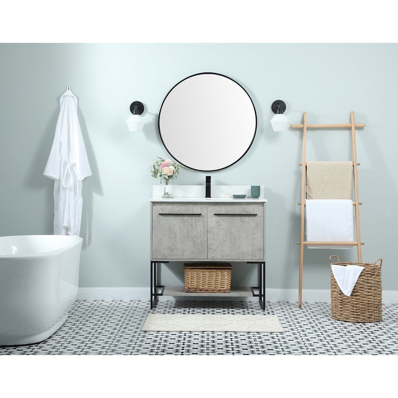 Elegant Sloane 36" Single Bathroom Vanity, Concrete Grey