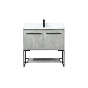 Elegant Sloane 36" Single Vanity, Concrete Grey/Backsplash - VF42536MCG-BS