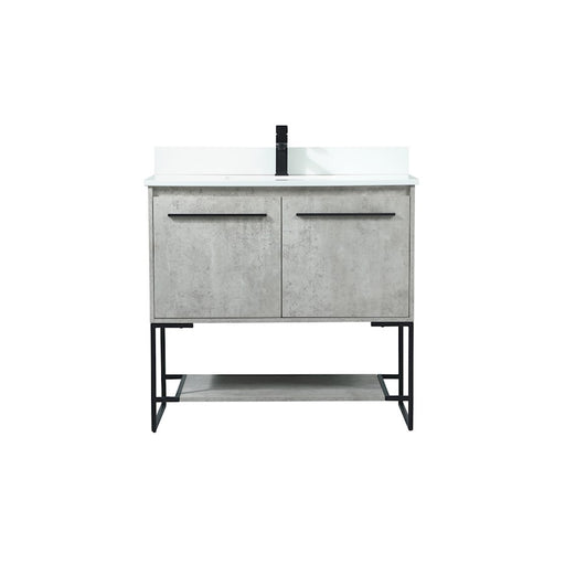 Elegant Sloane 36" Single Vanity, Concrete Grey/Backsplash - VF42536MCG-BS