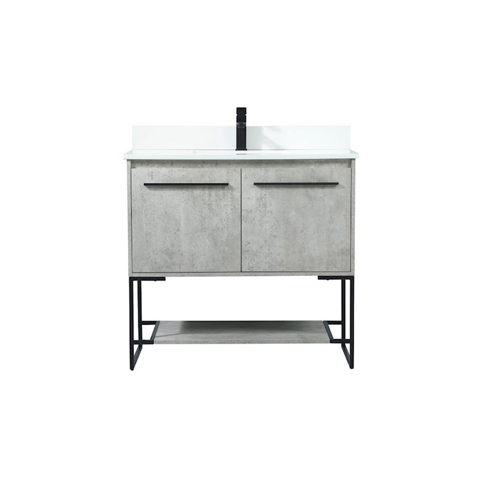 Elegant Sloane 36" Single Vanity, Concrete Grey/Backsplash - VF42536MCG-BS