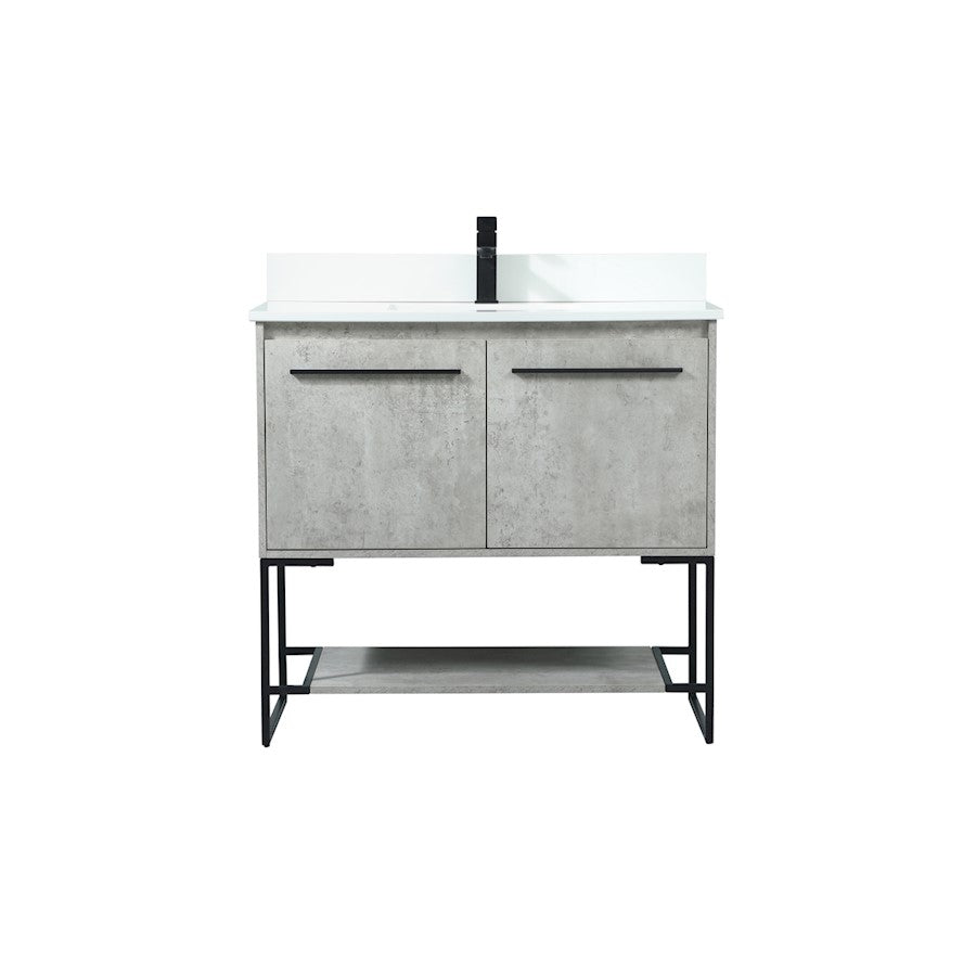 Elegant Sloane 36" Single Vanity, Concrete Grey/Backsplash - VF42536MCG-BS