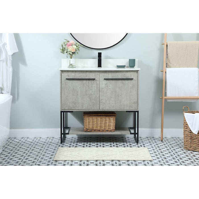Elegant Sloane 36" Single Vanity, Concrete Grey/Backsplash