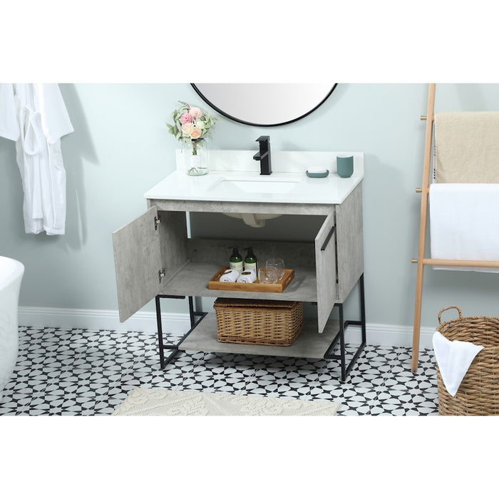 Elegant Sloane 36" Single Vanity, Concrete Grey/Backsplash
