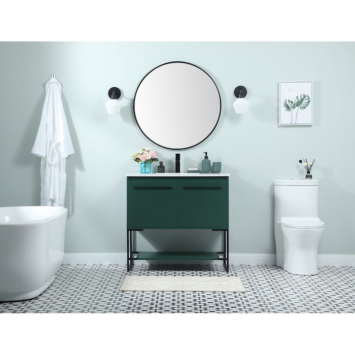 Elegant Sloane 36" Single Vanity, Concrete Grey/Backsplash