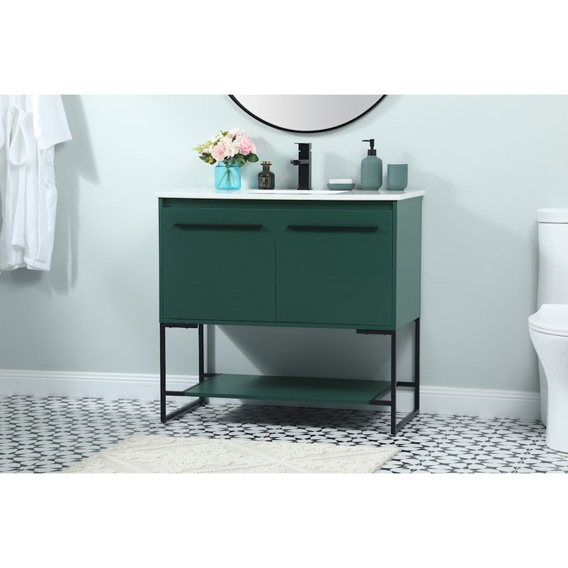 Elegant Kitchen/Bath Sloane 36" Single Bathroom Vanity, Green