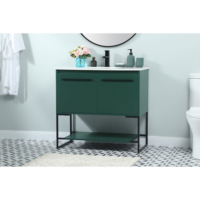 Elegant Kitchen/Bath Sloane 36" Single Bathroom Vanity, Green