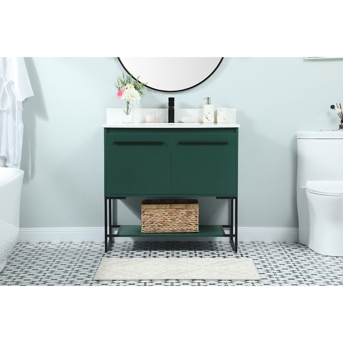 Elegant Sloane 36" Single Bathroom Vanity, Green/Backsplash
