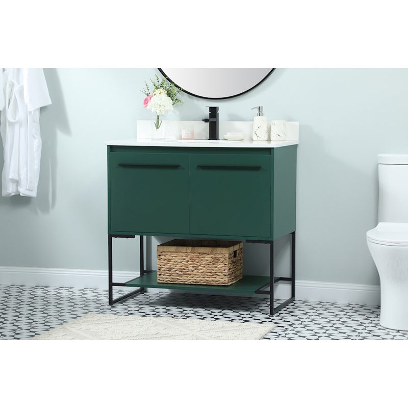 Elegant Sloane 36" Single Bathroom Vanity, Green/Backsplash