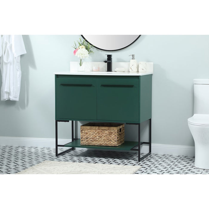 Elegant Sloane 36" Single Bathroom Vanity, Green/Backsplash