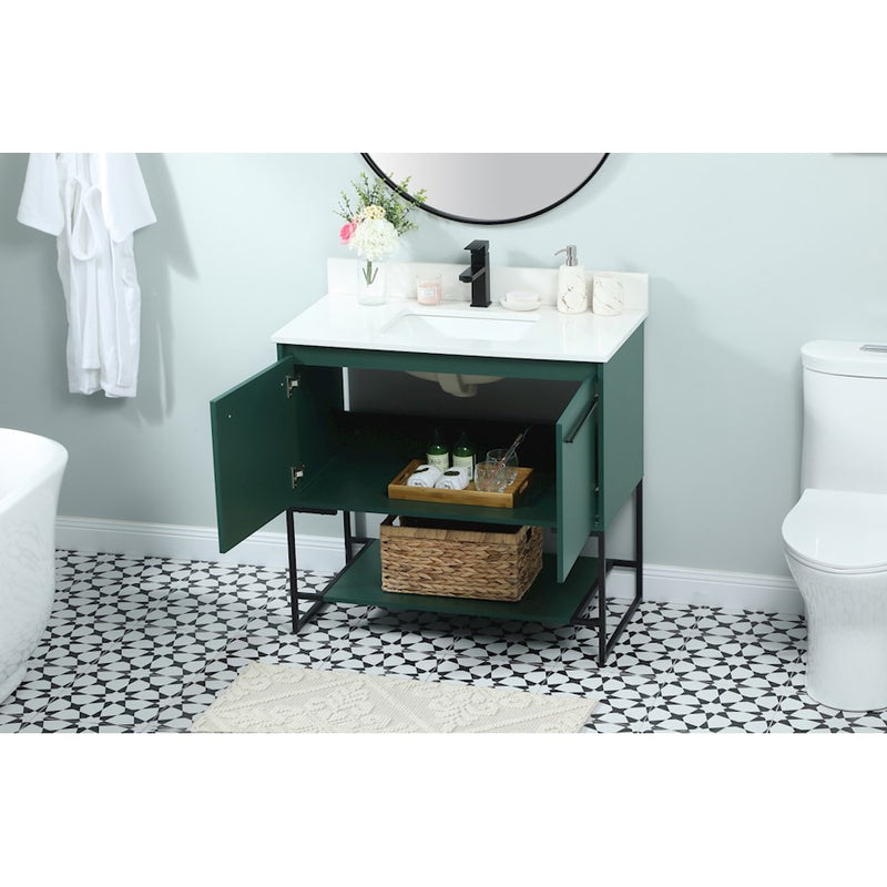 Elegant Sloane 36" Single Bathroom Vanity, Green/Backsplash