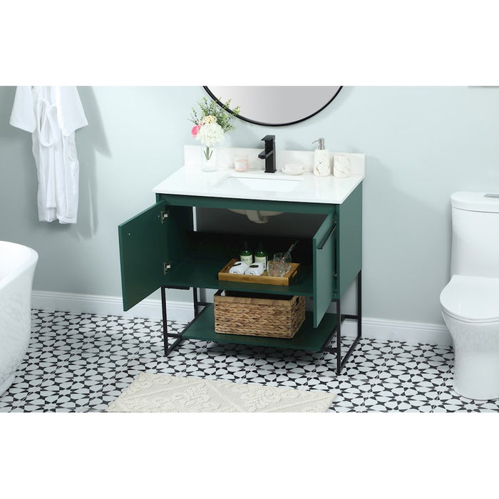 Elegant Sloane 36" Single Bathroom Vanity, Green/Backsplash