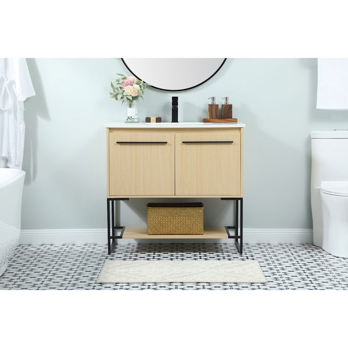 Elegant Kitchen/Bath Sloane 36" Single Bathroom Vanity, Maple