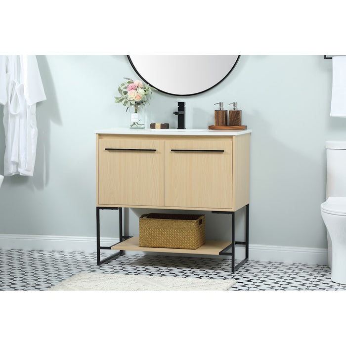 Elegant Kitchen/Bath Sloane 36" Single Bathroom Vanity, Maple