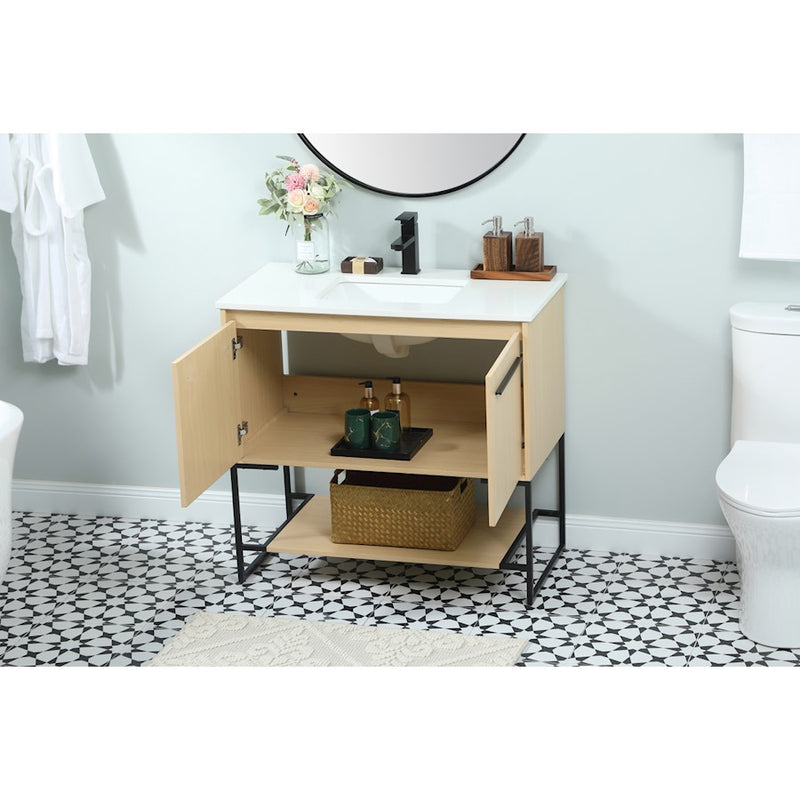 Elegant Kitchen/Bath Sloane 36" Single Bathroom Vanity, Maple