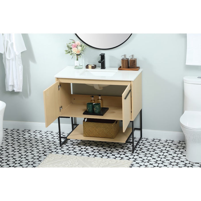 Elegant Kitchen/Bath Sloane 36" Single Bathroom Vanity, Maple