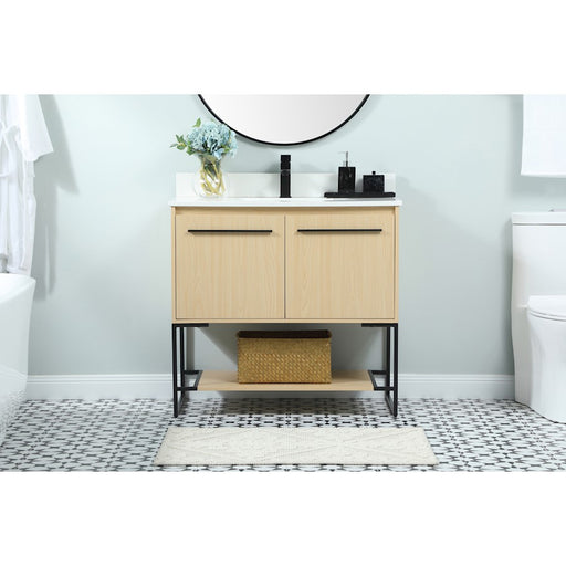 Elegant Sloane 36" Single Bathroom Vanity, Maple/Backsplash