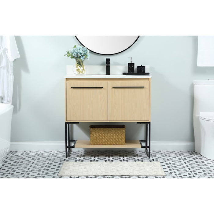 Elegant Sloane 36" Single Bathroom Vanity, Maple/Backsplash