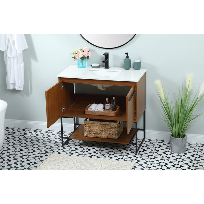 Elegant Kitchen/Bath Sloane 36" Single Bathroom Vanity, Teak