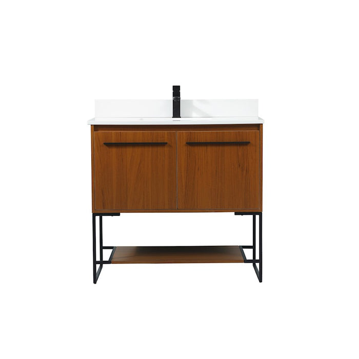Elegant Sloane 36" Single Bathroom Vanity, Teak/Backsplash - VF42536MTK-BS