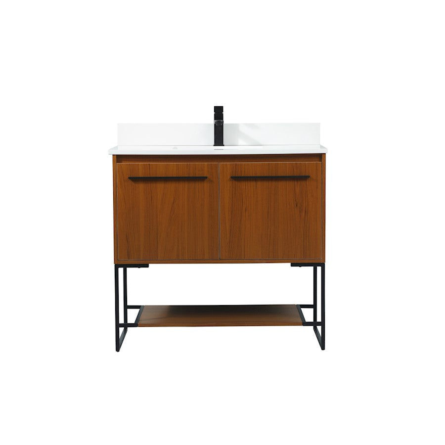 Elegant Sloane 36" Single Bathroom Vanity, Teak/Backsplash - VF42536MTK-BS