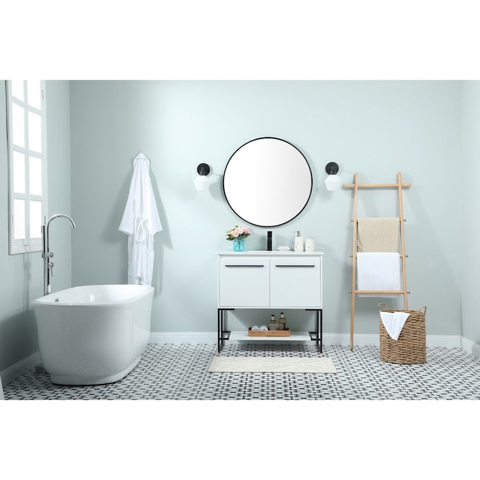 Elegant Sloane 36" Single Bathroom Vanity, Teak/Backsplash